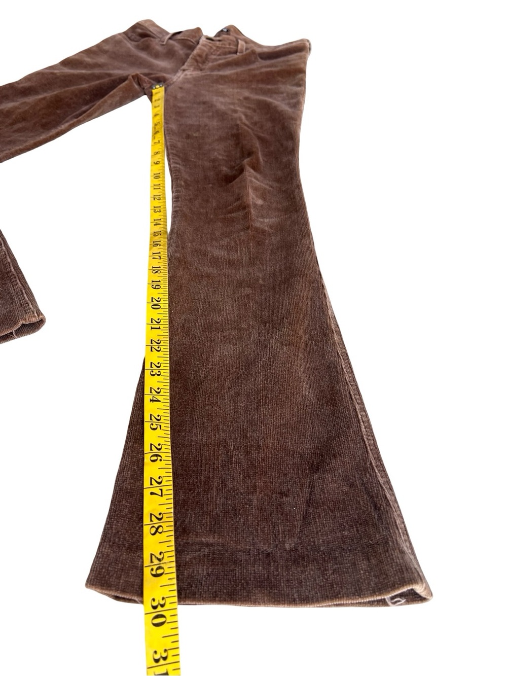 Rare FRANKIE B Y2K Flare Brown Velvet Pants Early-2000s USA-Made 9” Rise Stretch - Picture 7 of 10
